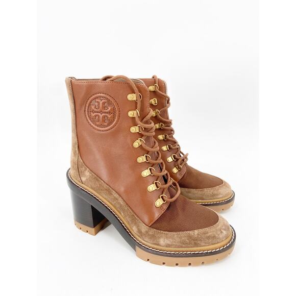 Tory Burch MILLER MIXED-MATERIALS LUG SOLE BOOT 8 - Picture 1 of 4